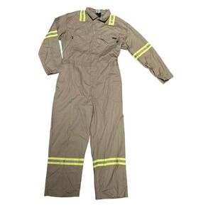 Workrite FR Khaki Flame Resistant Coveralls Mens Size 56R Hi Vis Reflective